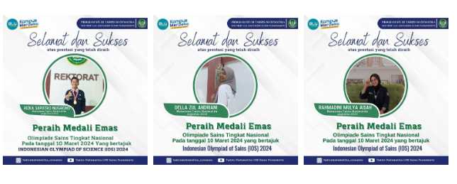 Tak Terhentikan, Tiga Mahasiswa Program Studi Tadris Matematika Berhasil Meraih Medali Emas pada Ajang Indonesian Olympiad of Science (IOS) 2024